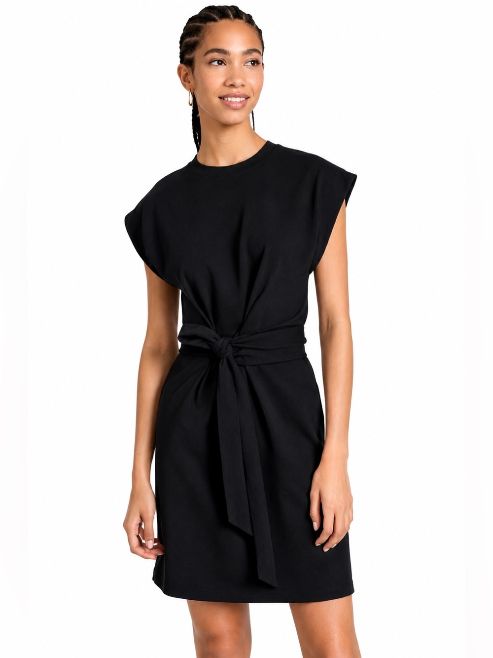 Vince ($275) Cotton Tie Waist Short Sleeve Dress - PTP 21